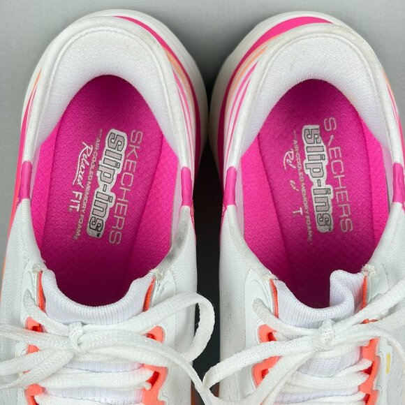 Skechers Slip-Ins D'Lux Vapor Handsfree Shoes Womens 10 White Pink Orange - Picture 8 of 10